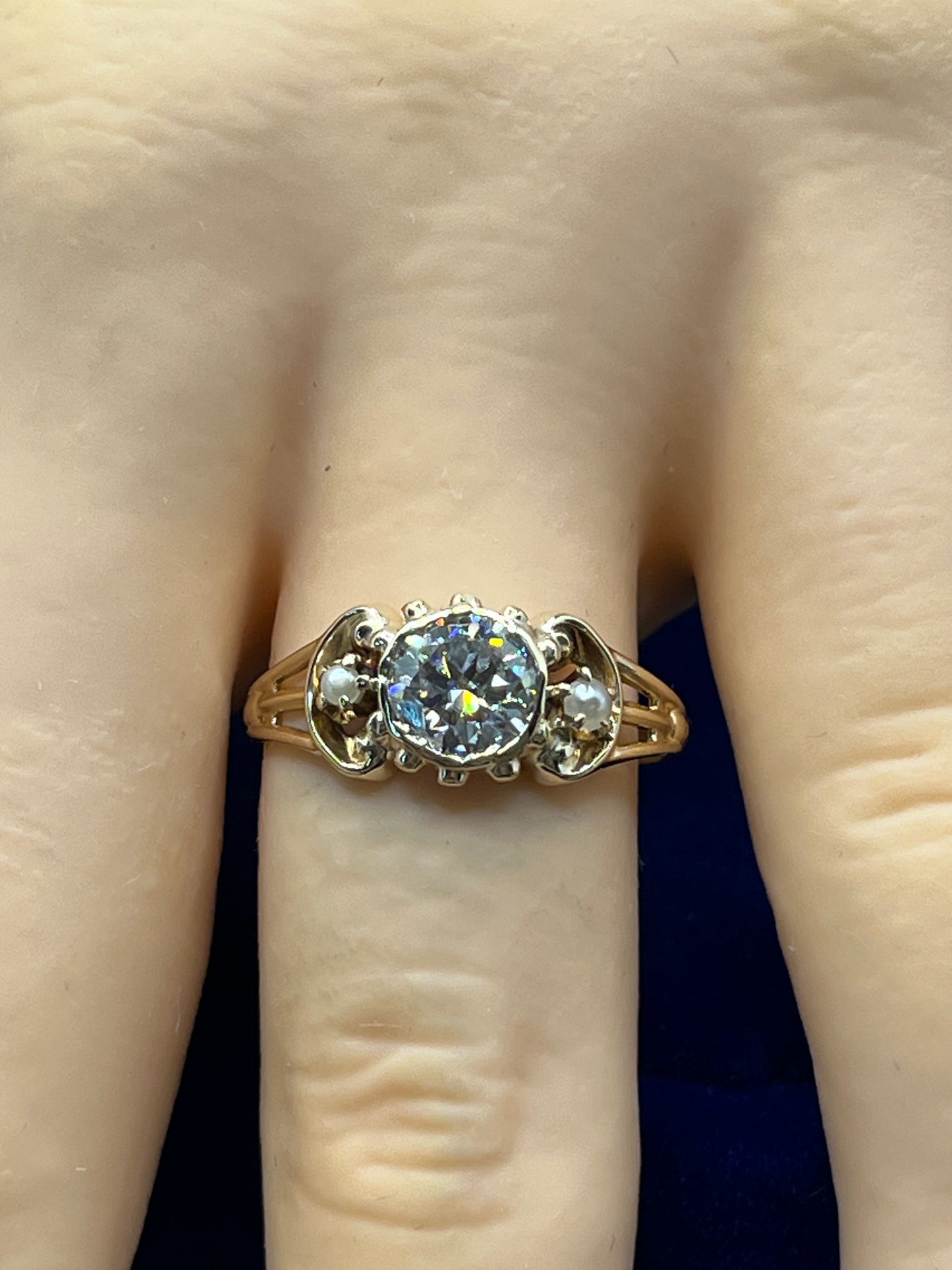 Antique Victorian Era 10k gold ring restored & reset with GRA moissanite