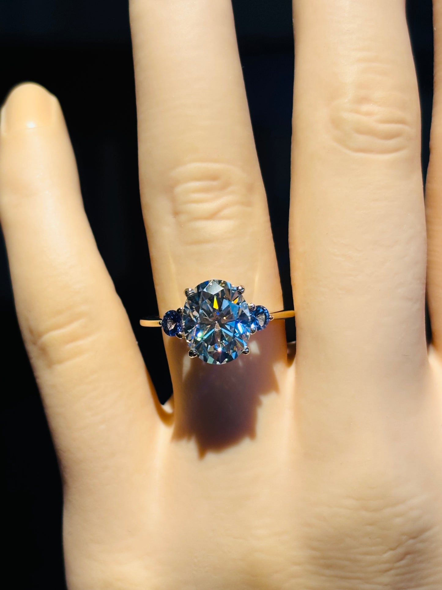 10k yellow gold & 3 carat Moissanite ring, size 7