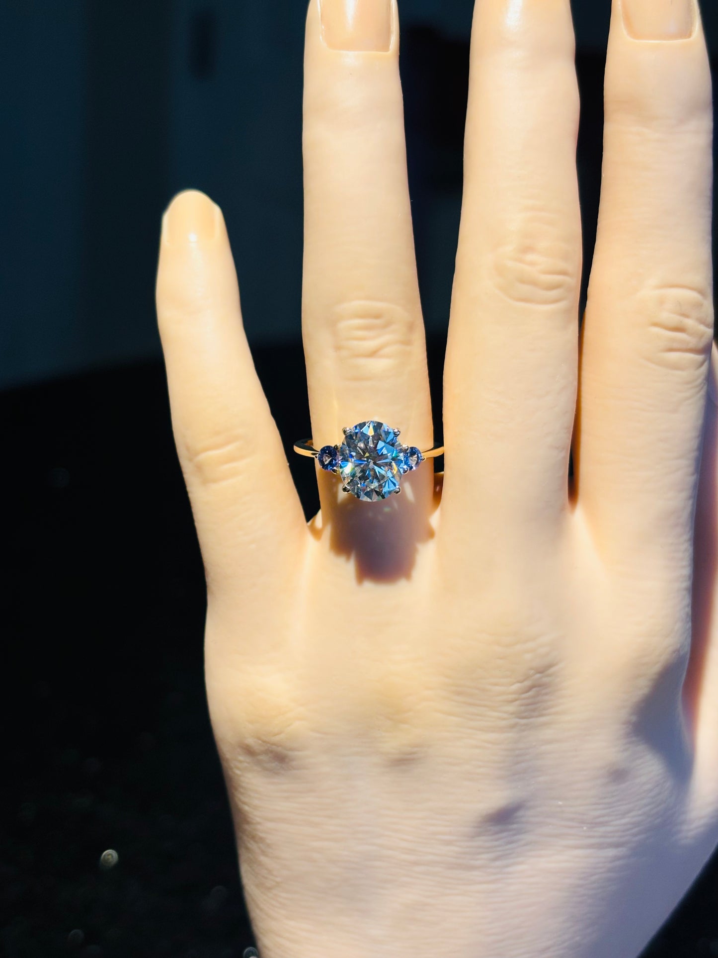 10k yellow gold & 3 carat Moissanite ring, size 7