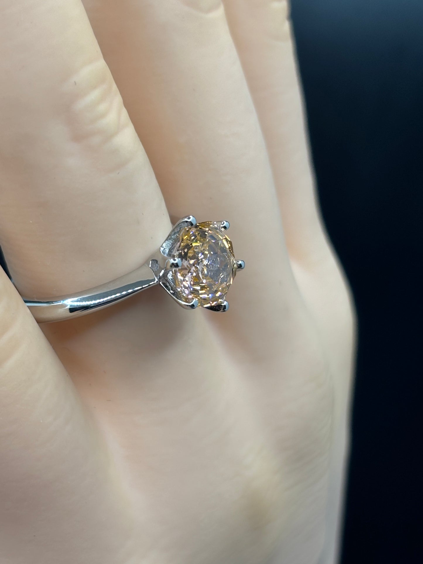 Pale pink rose cut zirconia & sterling silver rings, sizes 7 & 8 available