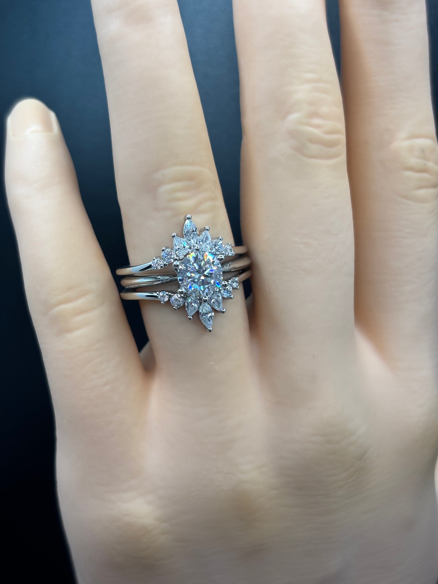 1ct lab grown Moissanite ring with cubic zirconia ring wrap, sizes 6