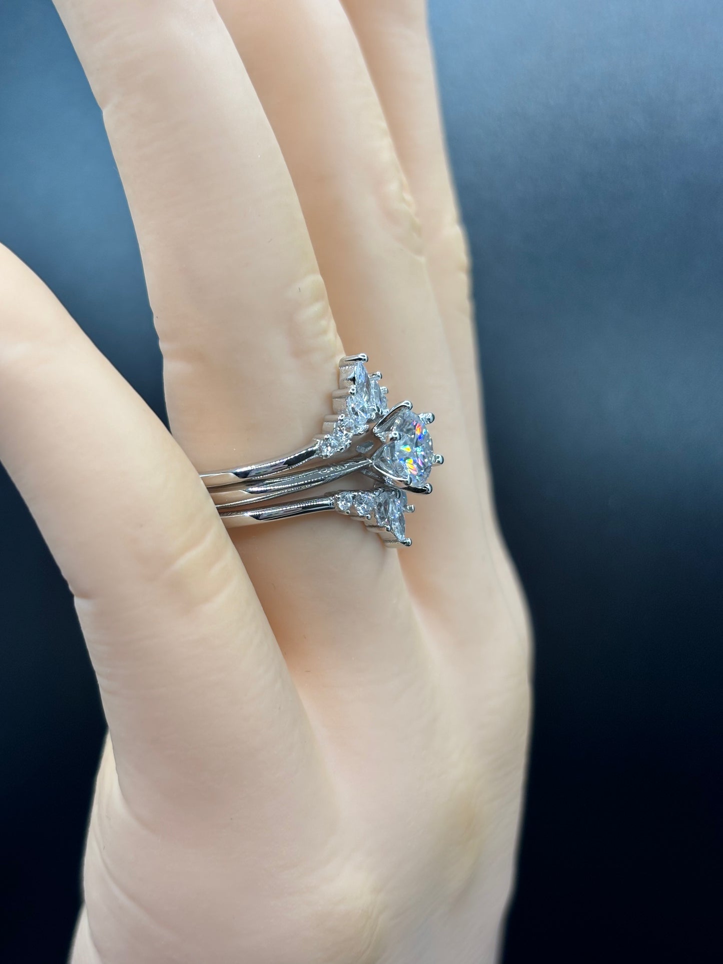 1ct lab grown Moissanite ring with cubic zirconia ring wrap, sizes 6