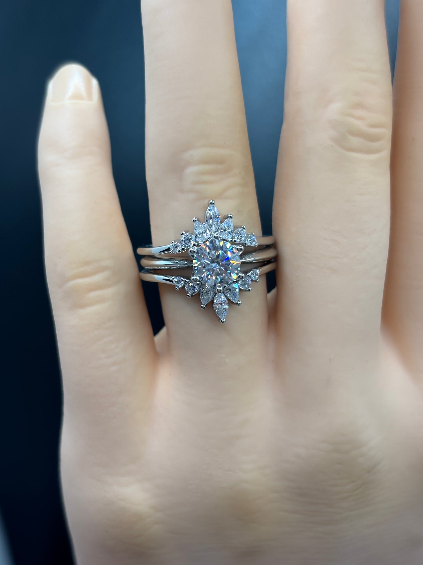 1ct lab grown Moissanite ring with cubic zirconia ring wrap, sizes 6