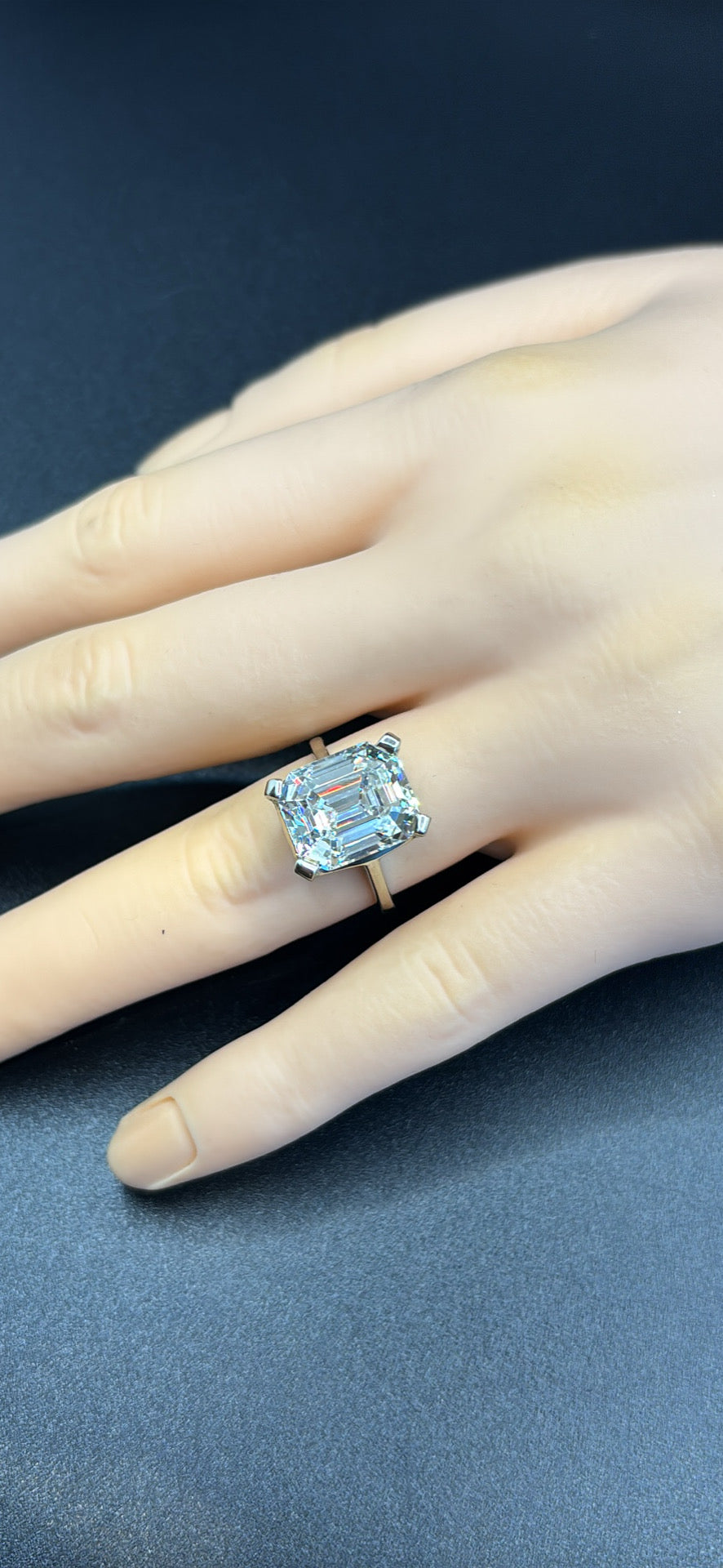 10k white gold ring with an 8ct emerald cut Moissanite, size 6.5