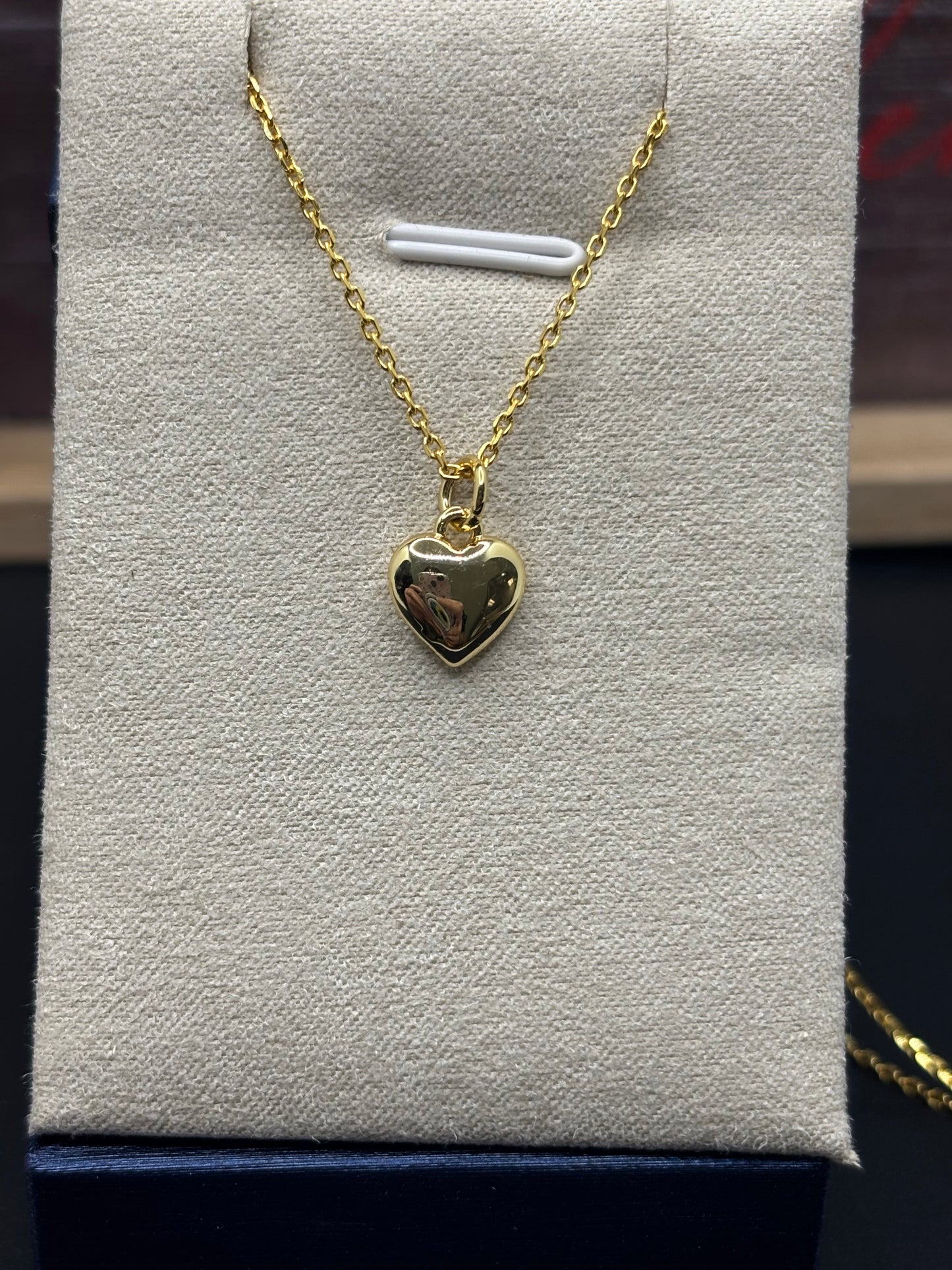 16” gold over 925 sterling silver chain with puffy heart