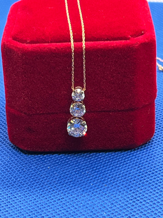 Delicate 18” 10k yellow gold & graduated cubic zirconia necklace