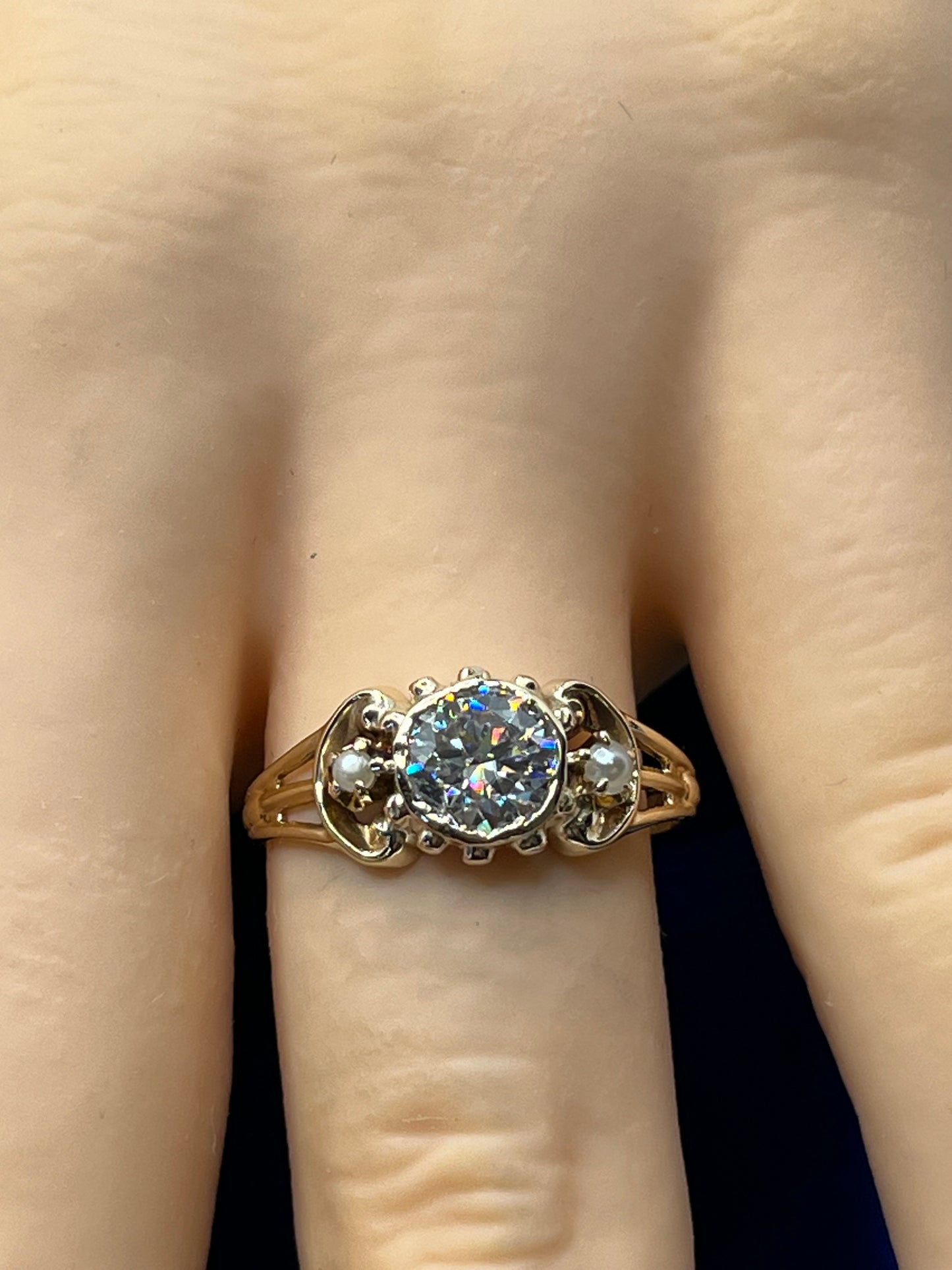 Antique Victorian Era 10k gold ring restored & reset with GRA moissanite