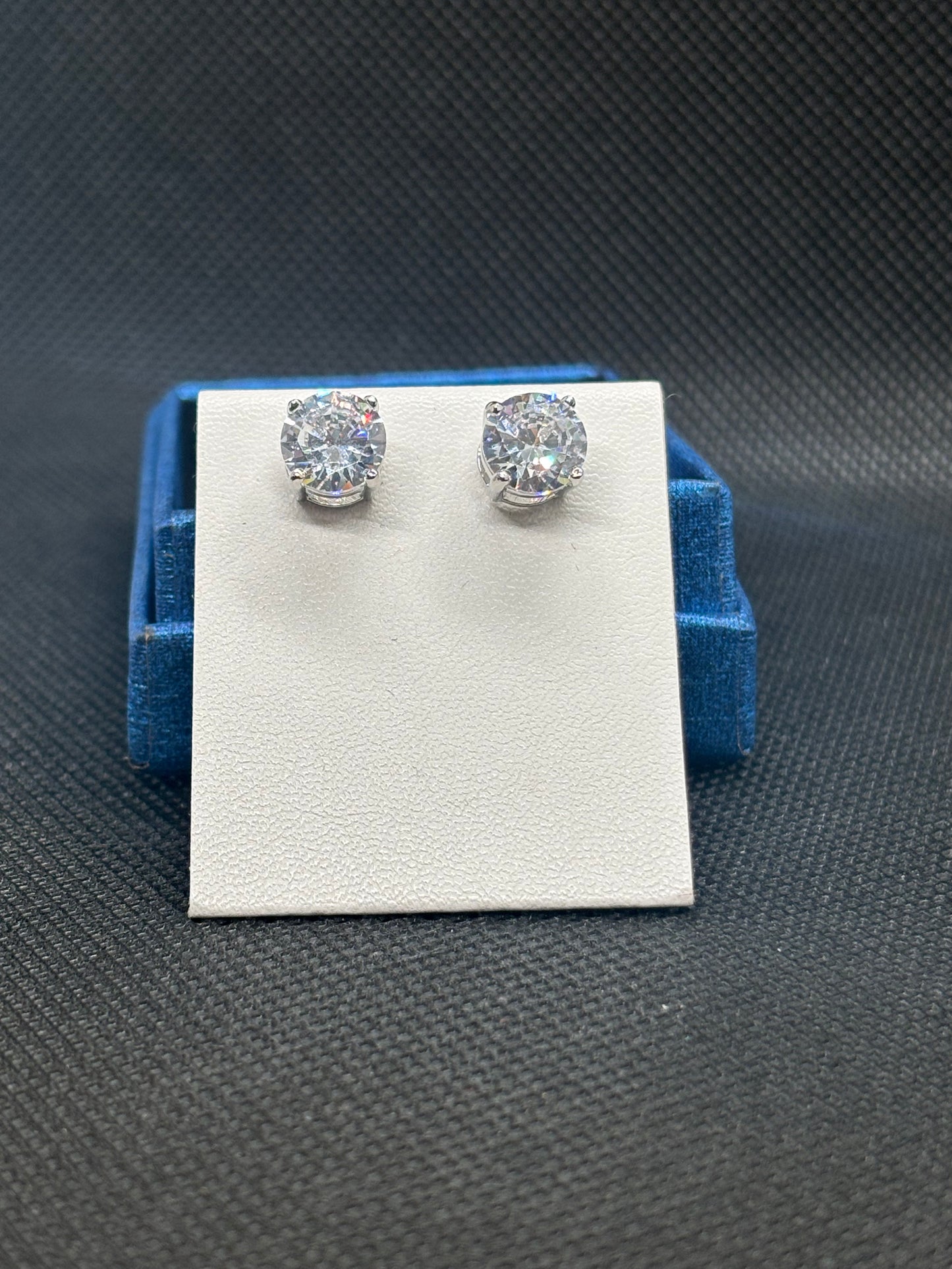 2ct ea side cubic zirconia & sterling silver stud earrings