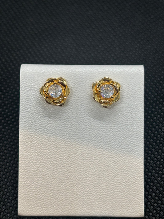 Gold over 925 sterling silver rose earrings