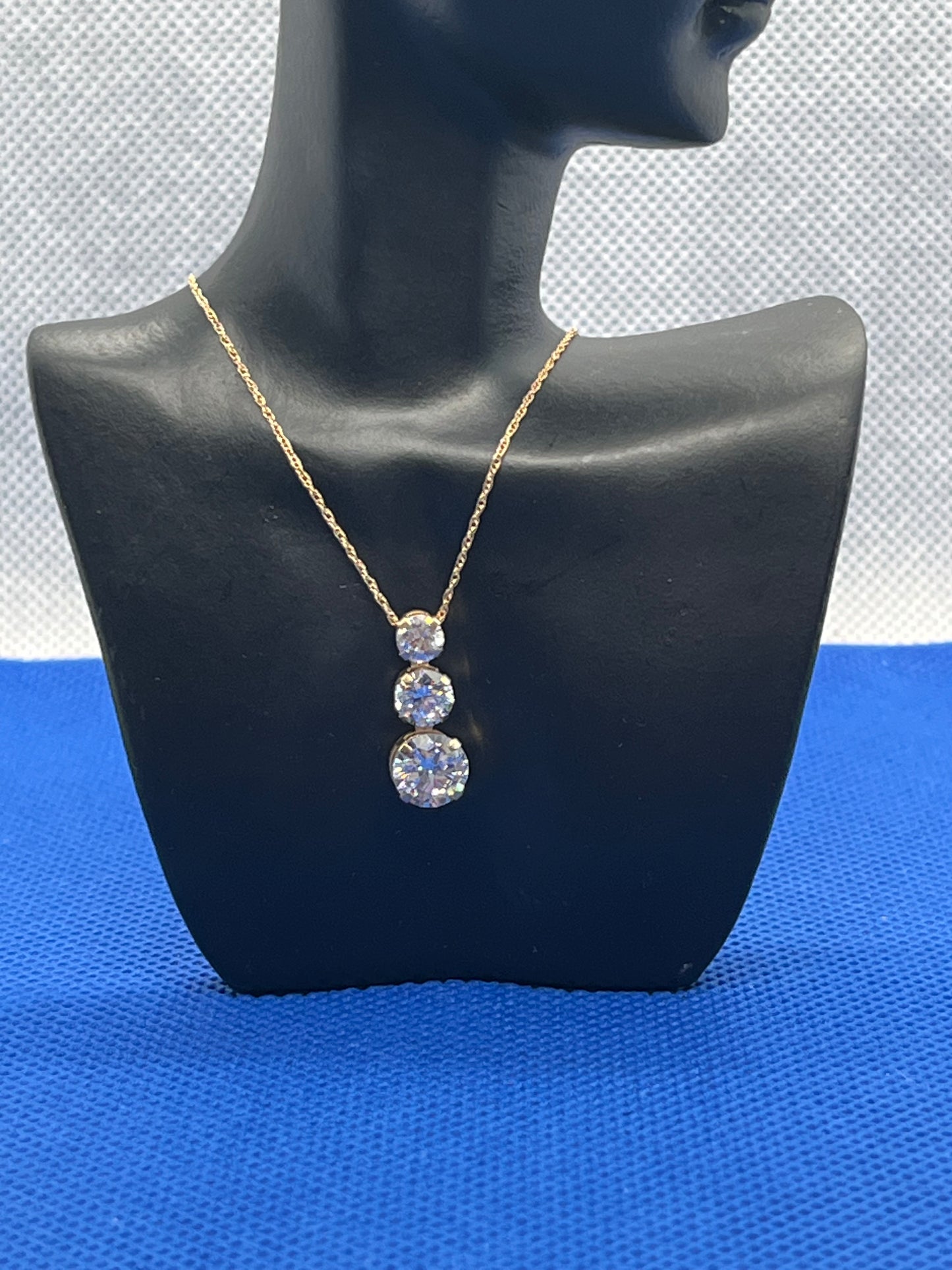 Delicate 18” 10k yellow gold & graduated cubic zirconia necklace