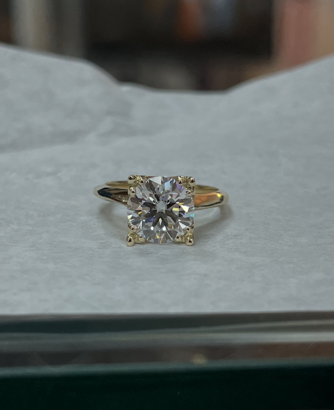 Custom made 10k solid gold & 3 carat GRA moissanite ring