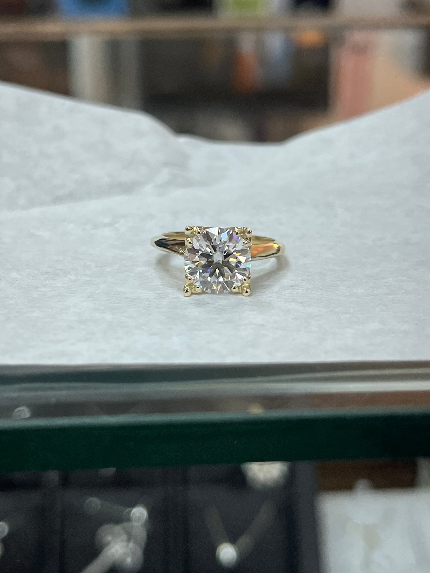 Custom made 10k solid gold & 3 carat GRA moissanite ring