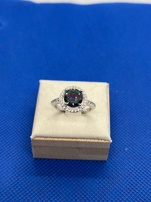 2 carat lab mystic topaz in 925 sterling silver band