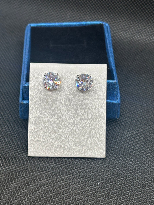 2ct ea side cubic zirconia & sterling silver stud earrings