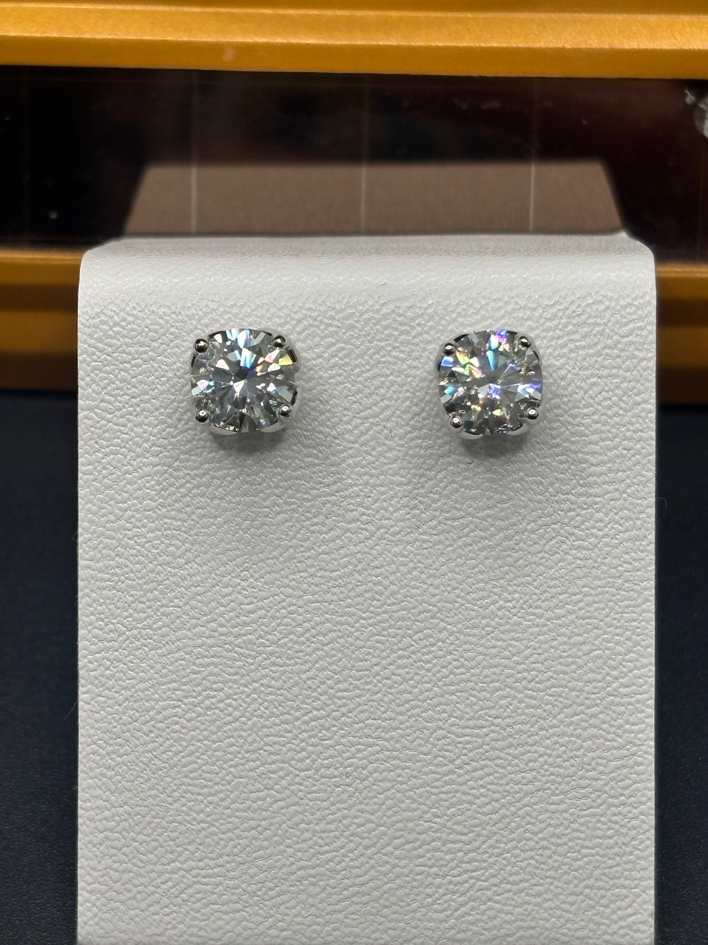 2ct (1ct ea side) moissanite studs in sterling silver