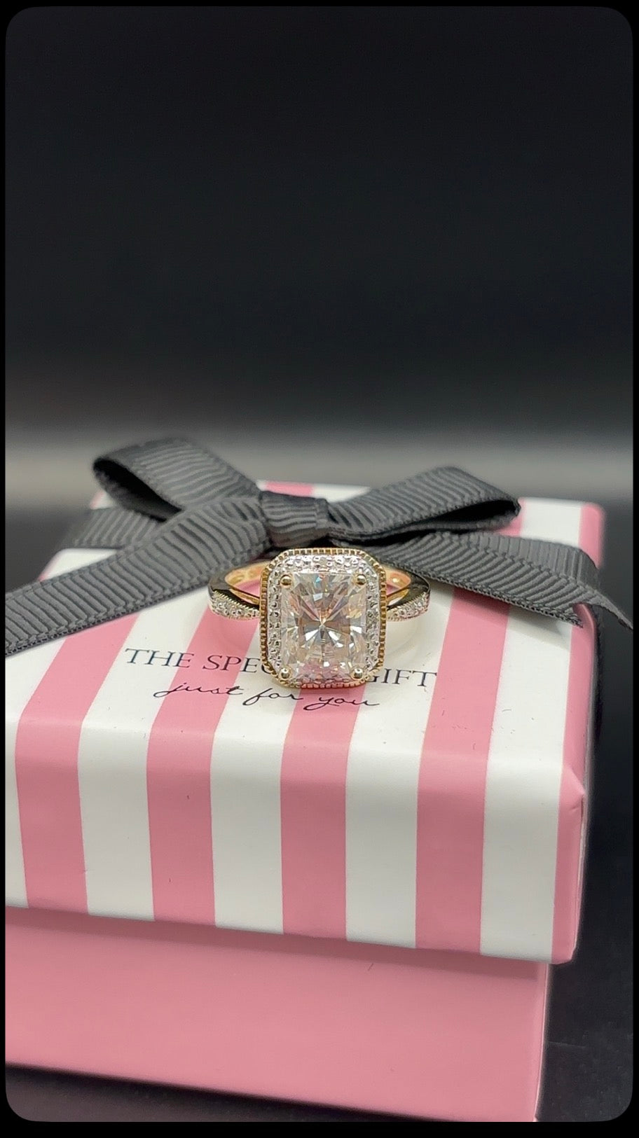 3ct radiant cut Moissanite & 10k gold ring, size 5.75