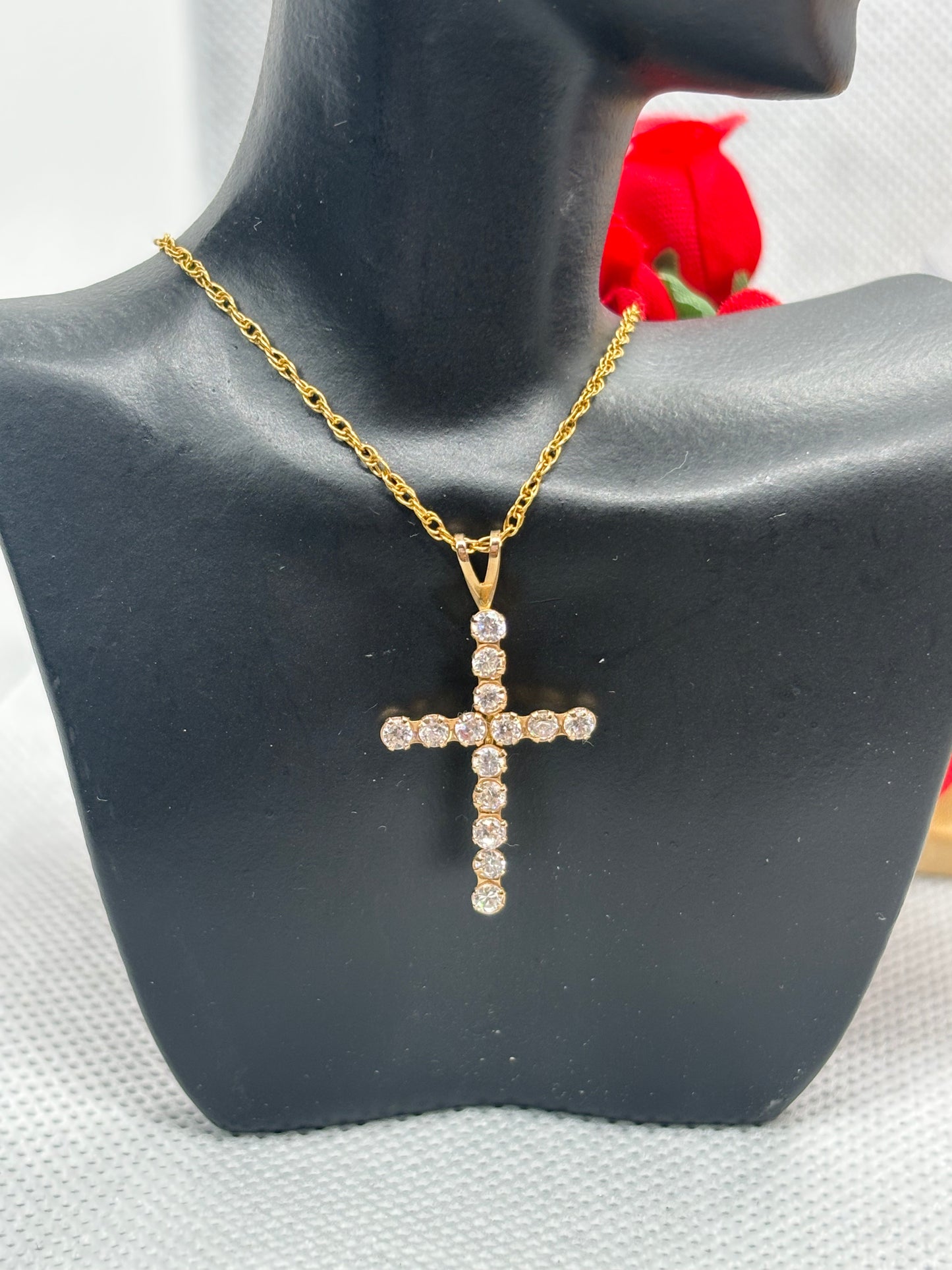 10k gold plated silver cross necklace