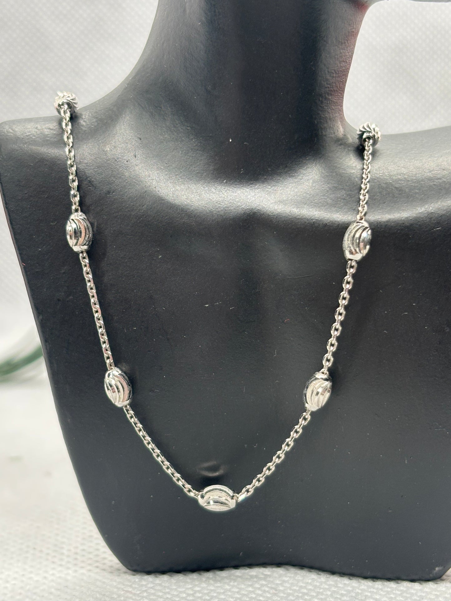 17” sterling silver beaded chain