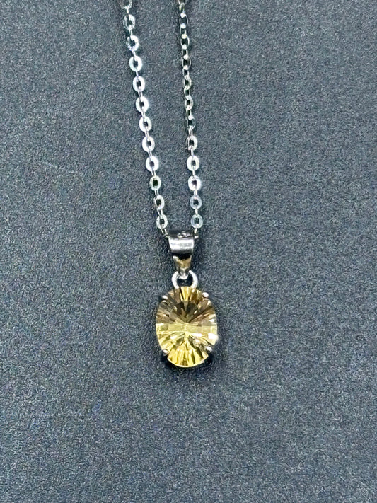 Cute & dainty 18” sterling silver & genuine citrine necklace