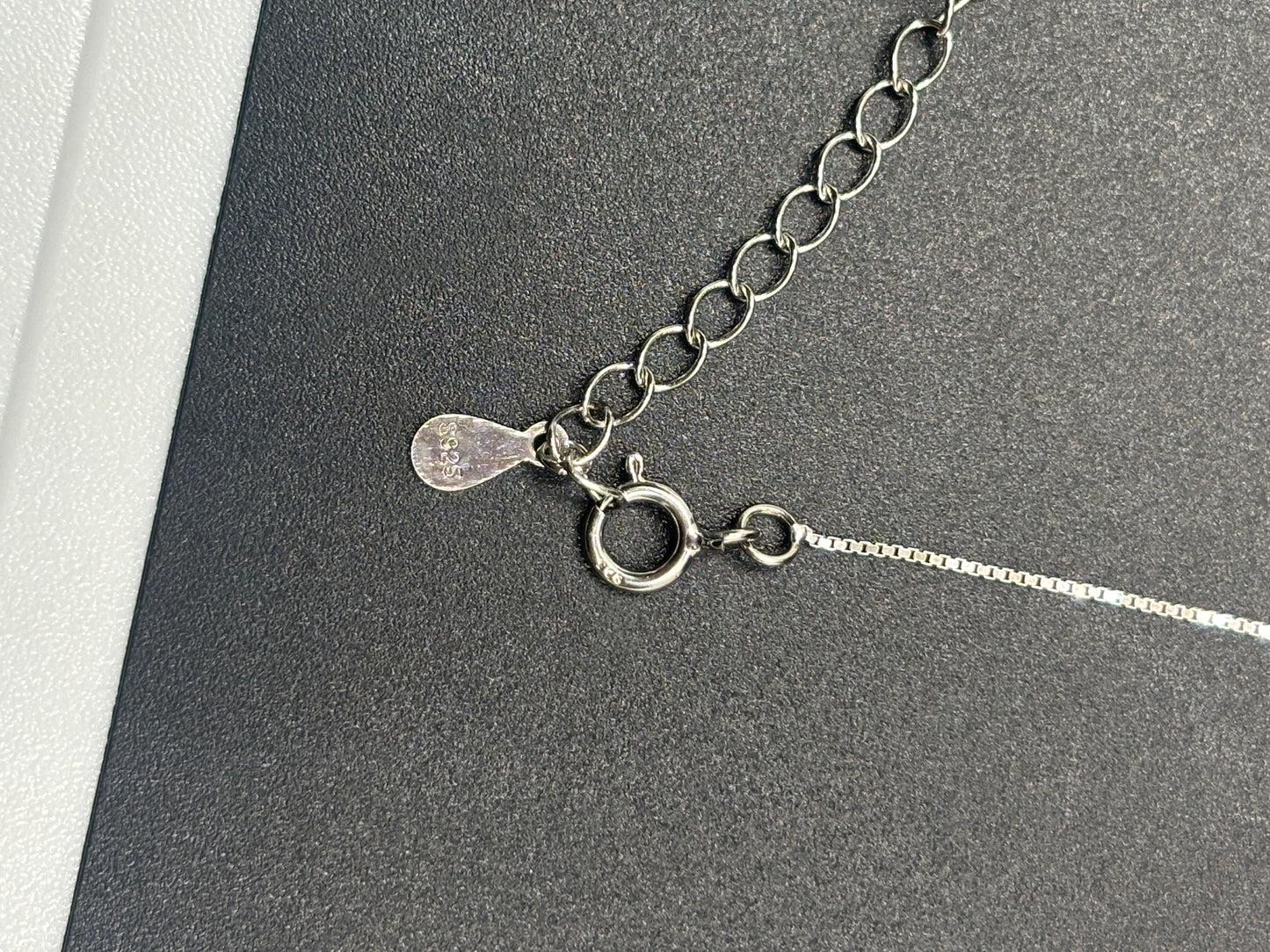 Cute & dainty 18” sterling silver box chain & cubic zirconia necklace