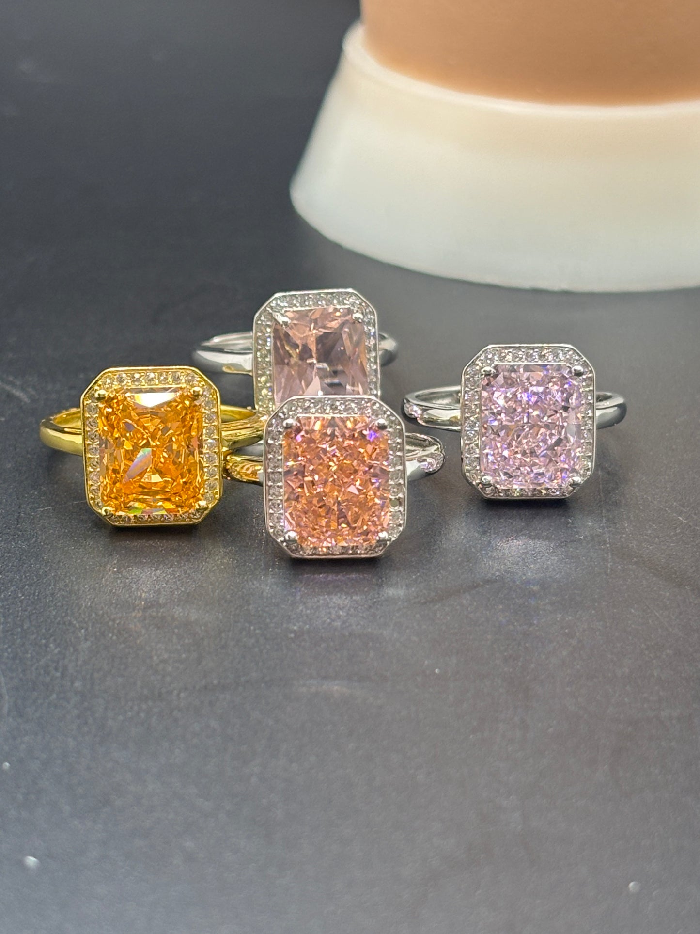 Sparkly sterling silver & cubic zirconia adjustable size rings