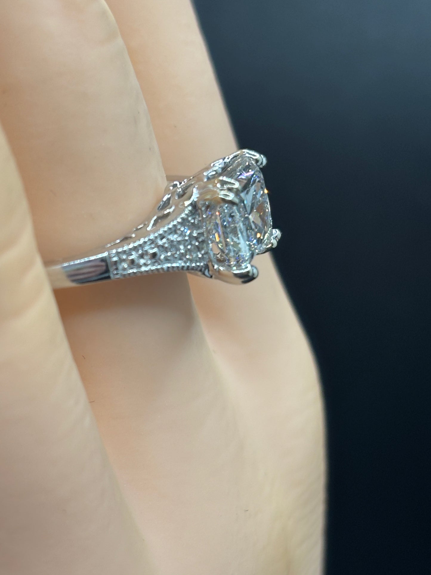 14k white gold & 1.73ct radiant cut lab grown diamond ring