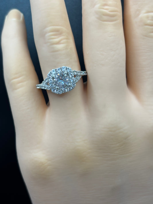 Sterling silver & lab white topaz ring, size 7