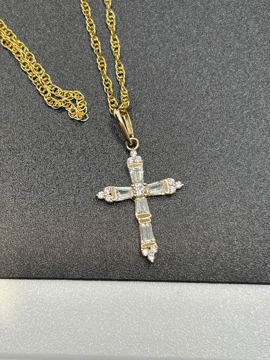 10k 18” rope chain with 14k gold & zirconia cross pendant