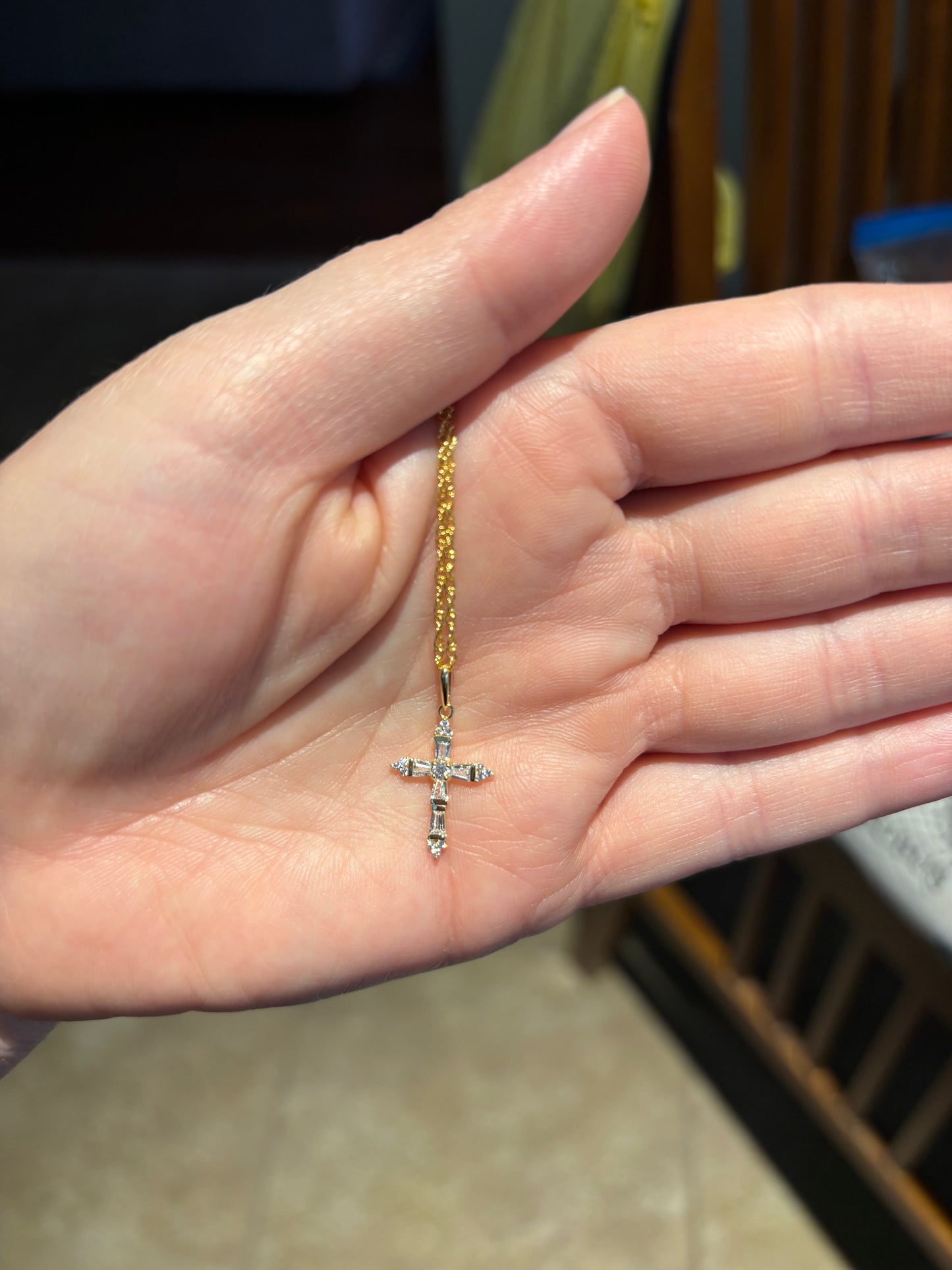10k 18” rope chain with 14k gold & zirconia cross pendant