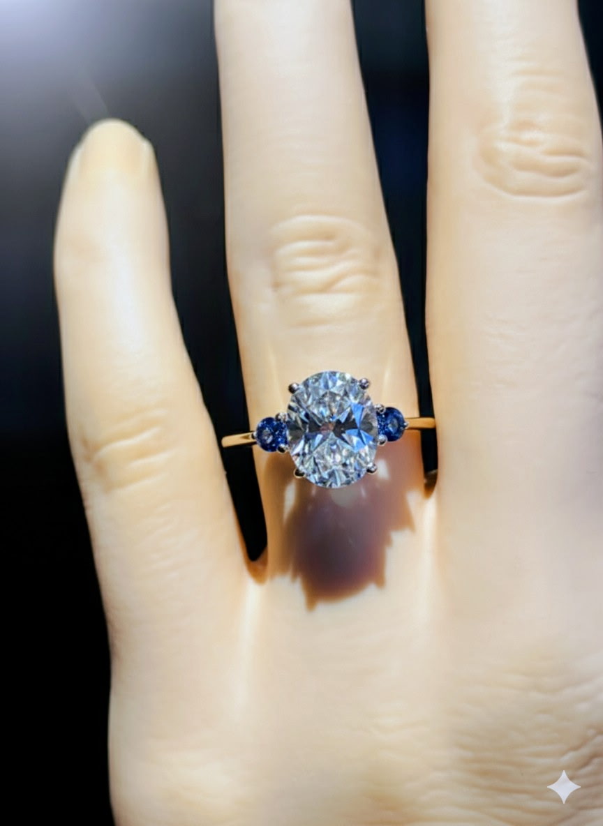 10k yellow gold & 3 carat Moissanite ring, size 7