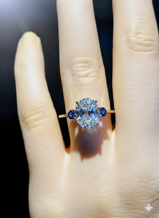 10k yellow gold & 3 carat Moissanite ring, size 7