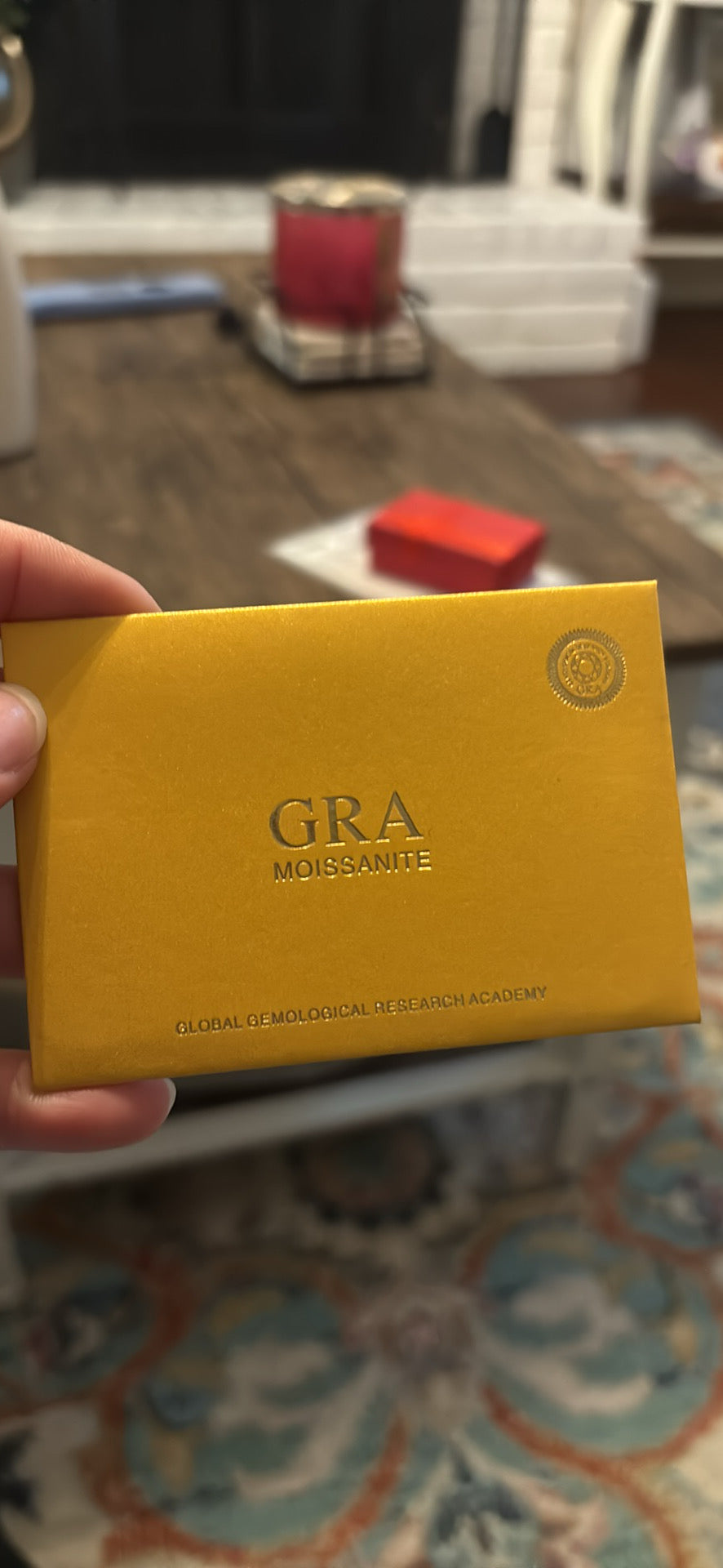 10k yellow gold ring with a 1 carat cushion cut Moissanite, size 7