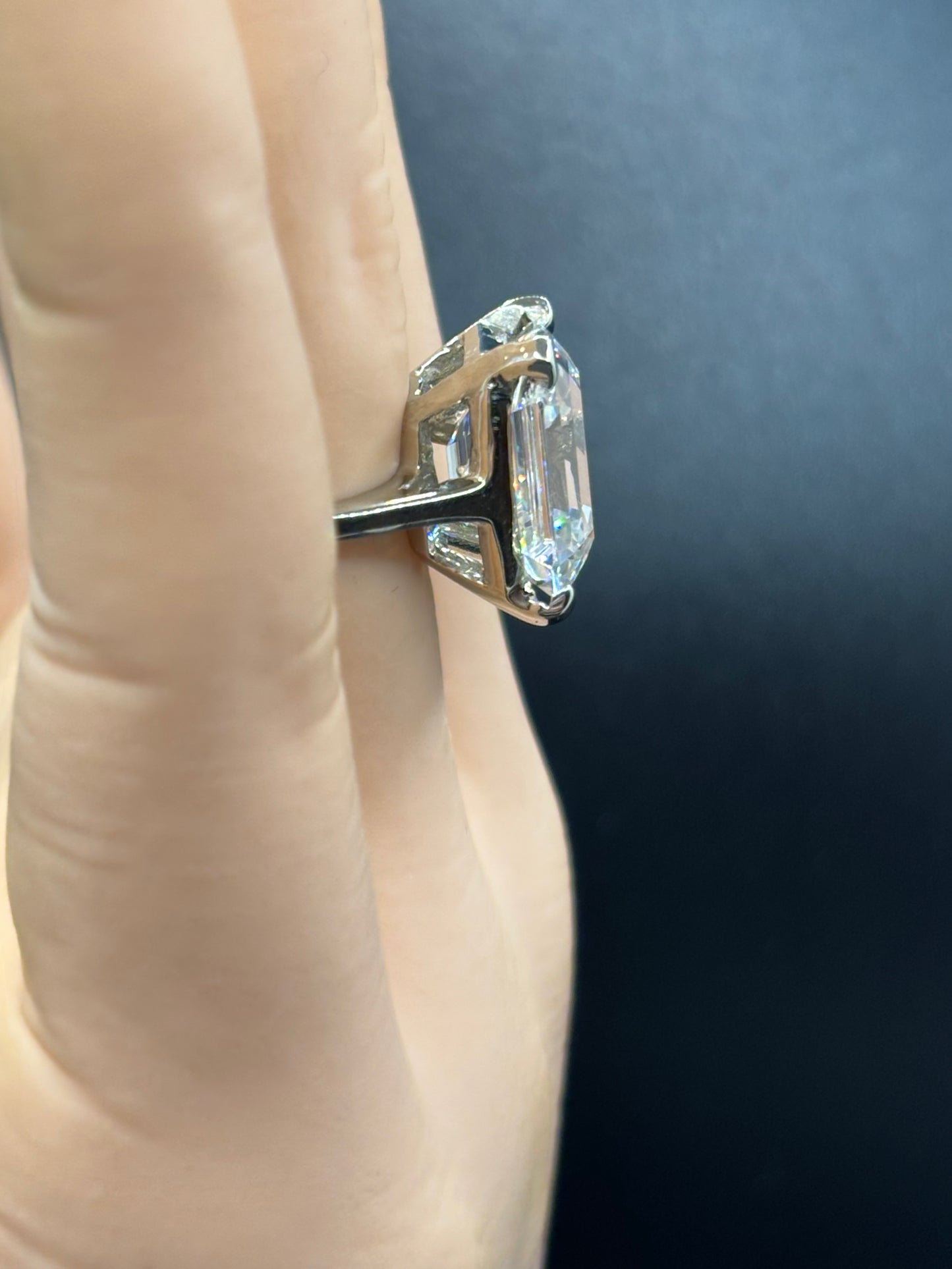 10k white gold ring with an 8ct emerald cut Moissanite, size 6.5
