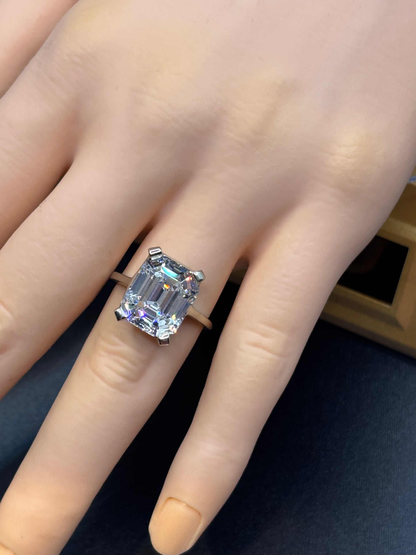 10k white gold ring with an 8ct emerald cut Moissanite, size 6.5