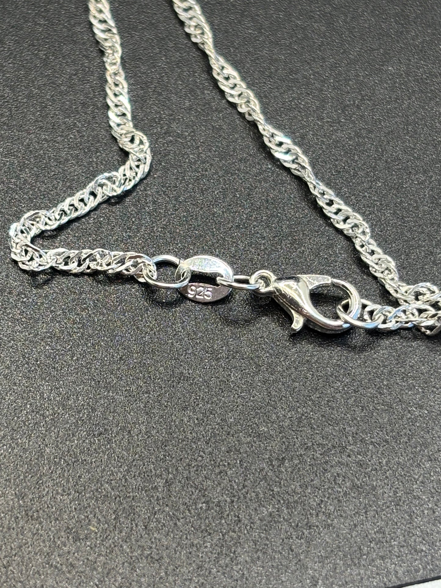 Large synthetic citrine in sterling silver pendant & twist rope chain, 18 inches long