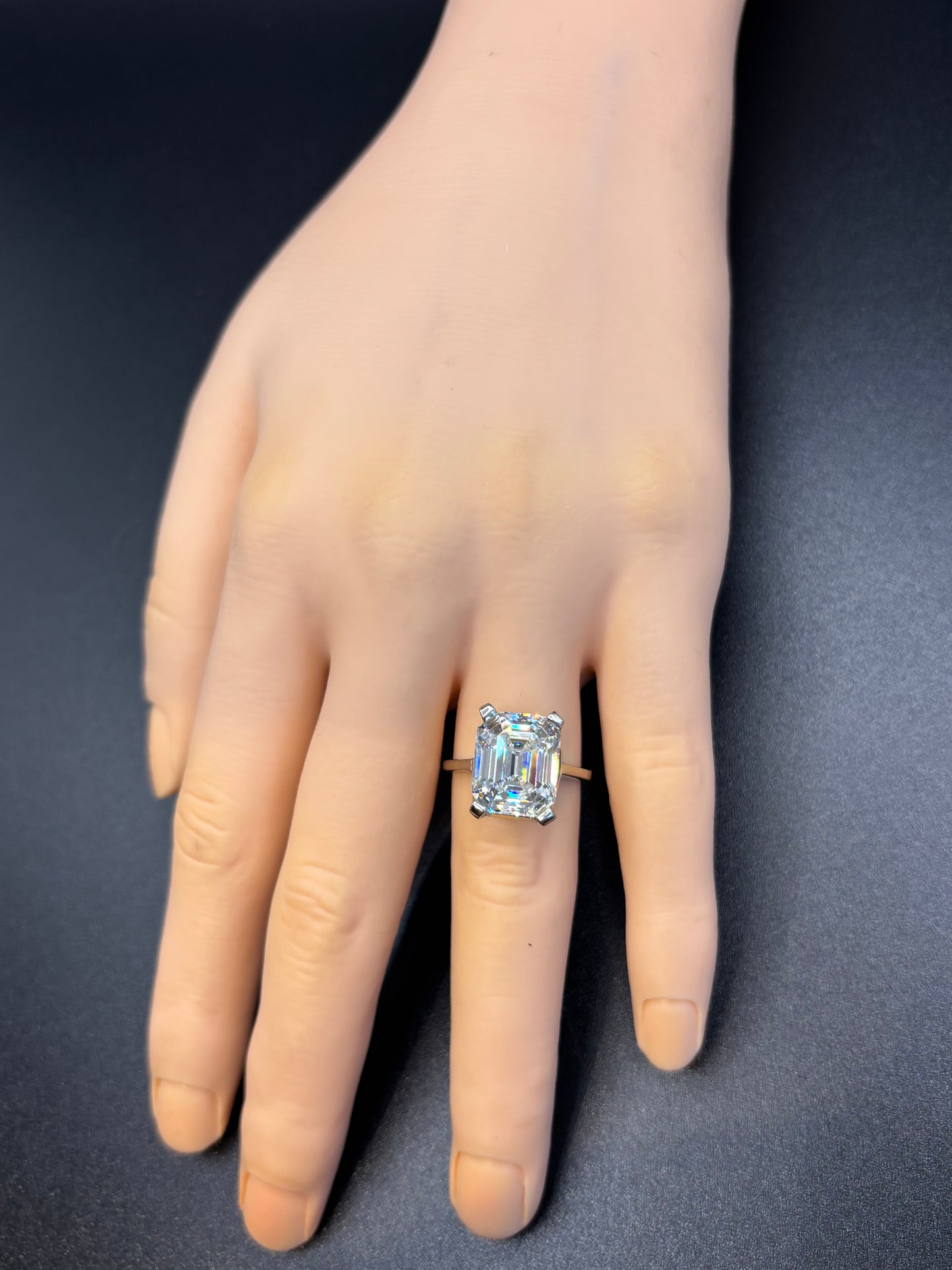 10k white gold ring with an 8ct emerald cut Moissanite, size 6.5